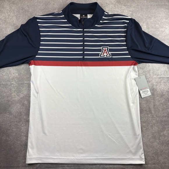 Arizona Wildcats Sweater Mens L White Colorblock 1/4 Zip Pullover Preppy NEW - Picture 5 of 8